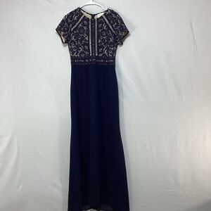 NWT Bohme Navy Blue Embroidered Maxi Dress flaw